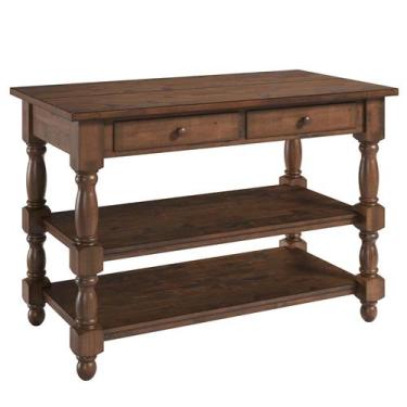 Imagem de Ilha de Cozinha com 2 Gavetas e 2 Prateleiras Walnut - Pense Dentro da