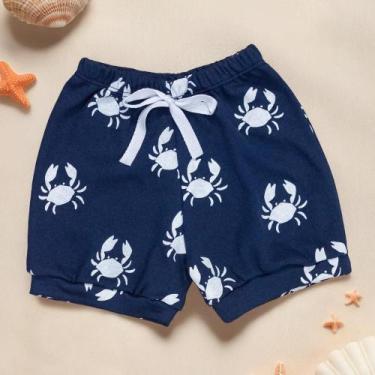 Imagem de Shorts de Bebê Minimalista Caranguejo Marinho Era Uma Vez, 6-9M, Azul 