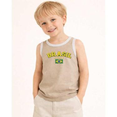 Imagem de Camiseta Blusa Regata Infantil Bicolor Brasil 100% Algodão Premium Tor