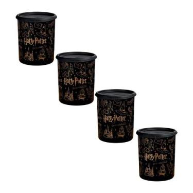 Imagem de Kit 4 Potes Tupperware Instantânea Mágica Harry Potter Hogwarts Preto 