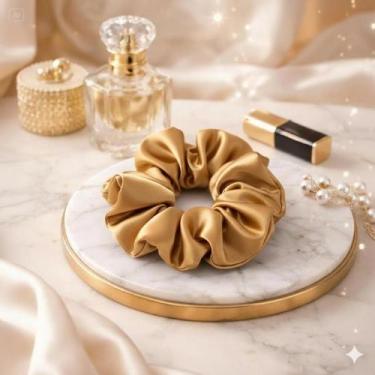 Imagem de Kit 30 Xuxinhas de Cetim com Costura Embutida Scrunchies Frufru Rabicó
