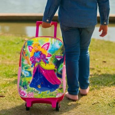 Imagem de Mochila de Rodinhas Infantil Princess Wings Rosa Escolar Criança
