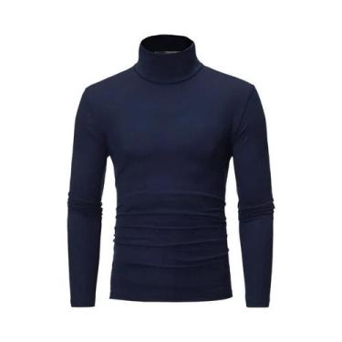 Imagem de Camiseta Masculina Slim Fit Básica De Gola Alta Casual, Pullover Fashi