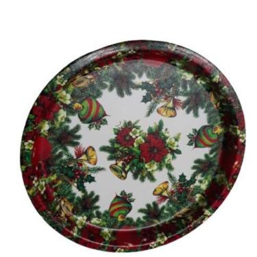 Imagem de Bandeja Redonda Plástica com Decorações Natalinas 35 cm Ø - FU XING