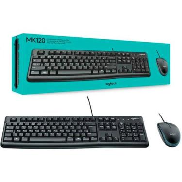 Imagem de Kit Teclado e Mouse USB Logitech MK120 ABNT2 1000 DPI  Preto