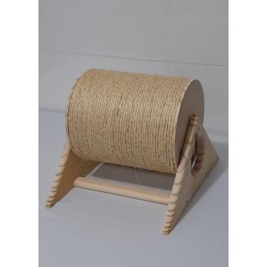 Imagem de Arranhador Para Gatos Madeira Tambor Sisal Brinquedo Anti Stress Lança