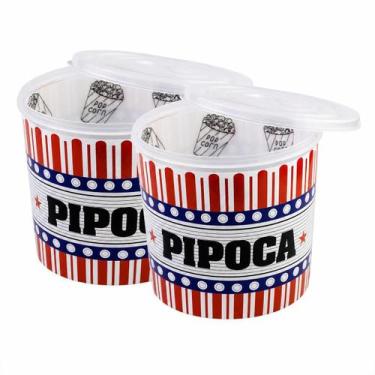 Imagem de Kit 3 Baldes de Pipoca 2L com Tampa Plástica Pedreira Utilidades Color