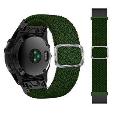 Imagem de CZKE 22 26mm Elastic Smart Watch Band Straps para Garmin Fenix ​​7 7x 6 6x. Pró 5x 5 3HR 945 S60 S62 Pulseira de nylon da cinta de liberação do QuickFit (Color : Green, Size : Quickfit 26mm)