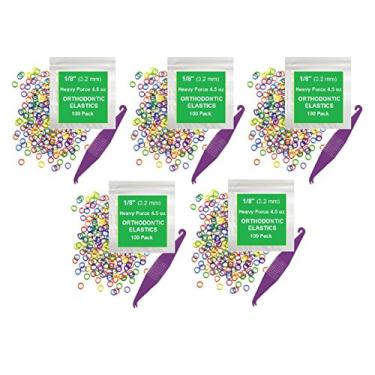 Imagem de Faixas de borracha ortodônticas para aparelhos – Faixas de borracha elásticas de qualidade premium para aparelhos, fixam lacunas dentárias, dreadlocks, inclui posicionador elástico gratuito – Heavy