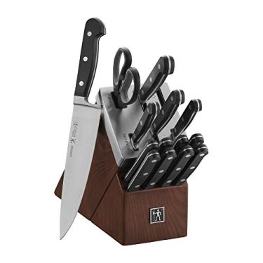 Imagem de Henckels International Classic – Conjunto de facas autoafiáveis de 15 peças | 8 facas de bifes, faca de pareamento, faca de utilitário serrilhada, faca de preparação, faca Santoku, faca de chef, tesoura de cozinha