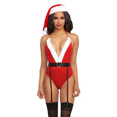 Imagem de Dreamgirl Conjunto de lingerie feminina Papai Noel, vermelho, tamanho único, Vermelho