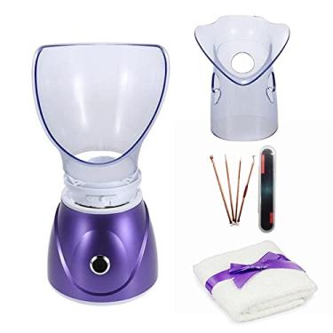 Imagem de Hann Vaporizador facial profissional inalador a vapor sinusal hidratante para pele facial, sauna, vaporizadores de spa com função de umidificador difusor de aromaterapia (roxo)