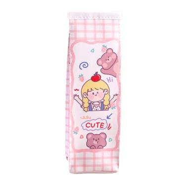 Imagem de Aobiono Caixa de Lápis Kawaii Milk Carton Estojo Estojo Fofo Anime Estético Desenho de Papelaria Organizador Portátil com Zíper