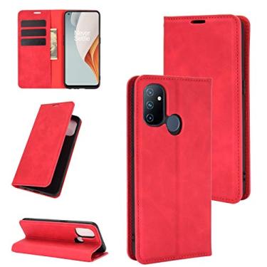 Imagem de YUNCHAO Caixa de telefone Para ONEPLUS Nord N100 Negócio Retro-Skin Caixa de Couro de Sucção Magnética Com Holder & Cart Slots & Carteira capa para celular