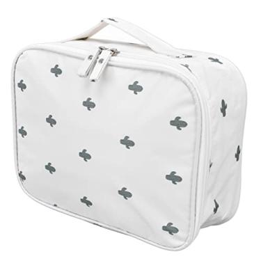 Imagem de Bolsa de toalete de viagem durável bolsa de maquiagem à prova d'água com grande capacidade atraente para viajar para acampamento de escritório Estilo A (cacto branco) - engrossado