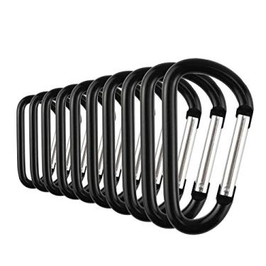 Imagem de SWATOM clipe de mosquetão de liga de alumínio 1,5/1,9/2,2/2,4/3 polegadas mosquetões mola gancho chaveiro para viagem caminhadas acampamento chaveiros acessórios para exterior preto (10 peças), Preto, 1.9 Inch