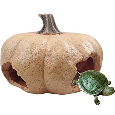 Imagem de Creation Core 3 furos abrigo réptil grande exclusivo abóbora réptil esconderijo para répteis lagartos habitat tartarugas escondendo tartaruga suprimentos habitat cobra caverna grande