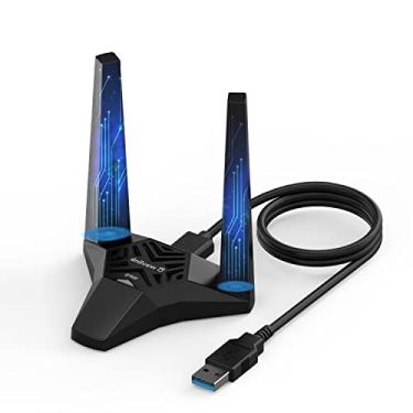 Imagem de WAVLINK Adaptador USB WiFi AC1300 para PC, adaptador WiFi Dual Band 2,4 GHz 5 GHz para laptop de jogos, adaptador de rede USB com design magnético, suporta Win 10/8.1/8/7/XP, Mac OS 10.11 ou posterior