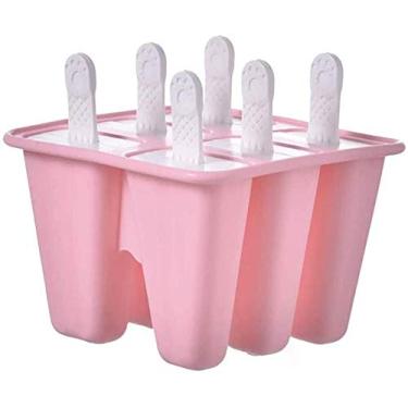 Imagem de Moldes de picolé 6 peças de moldes de silicone para picolé livre de BPA molde reutilizável de fácil liberação Ice Pop Maker Rosa-Rosa atualizado