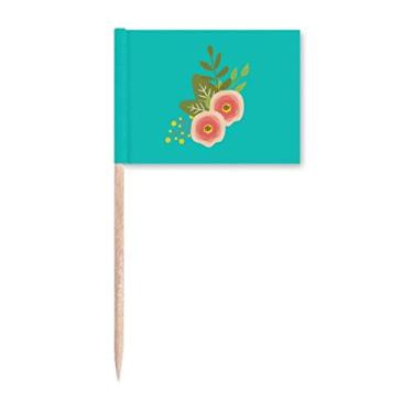 Imagem de Decoração de festa com estampa de flor laranja Art Deco presente moda palito de dente marcadores