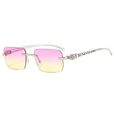 Imagem de Óculos de sol de liga leve leopardo masculino vintage sem aro óculos de sol feminino, 8, tamanho único