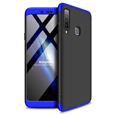 Imagem de Capa Capinha Anti Impacto 360 Para Samsung Galaxy A9 2018 Tela De 6.3" Polegadas Case Acrílica Fosca Acabamento Macio - Danet (Preto com azul)