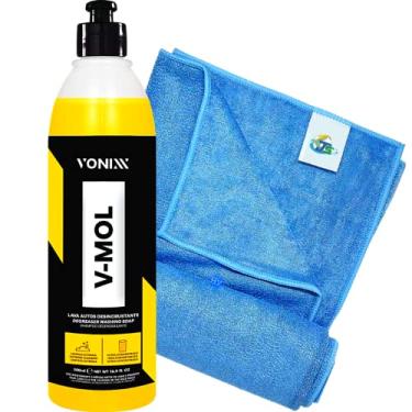 Imagem de Kit Toalha de Secagem Automotiva Sem Risco + Shampoo Para Lavar o Carro Tira Sujeiras V-Mol 500ml Vonixx