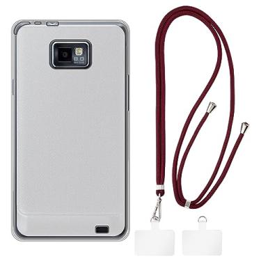 Imagem de Shantime Capa para Samsung Galaxy S2 i9100 + cordões universais para celular, pescoço/alça macia de silicone TPU capa protetora para Samsung Galaxy S2 i9100 (4,3 polegadas)