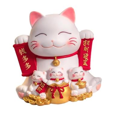 Imagem de IEUDNS Cofrinho de gato, cofrinho de dinheiro, caixa de economia, estatueta da sorte, cofrinho para decoração de casa, Vermelho
