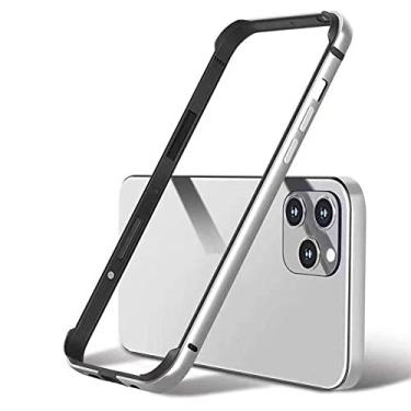 Imagem de Moldura de alumínio para Apple 12/12 Mini/12 Pro/12 Pro Max à prova de choque arranhões fina metal fino Ph protetor ultra fit prata