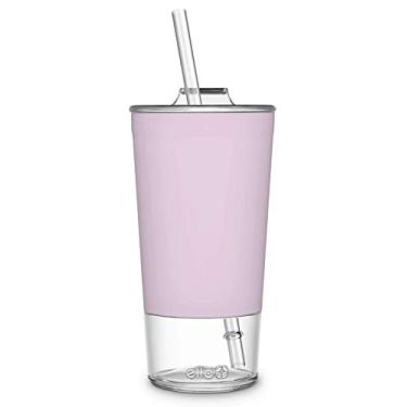 Imagem de Ello Copo de vidro Tidal com canudo, rosa caxemira, 590 ml (824-0431-075-6), 1 unidade (pacote com 1)