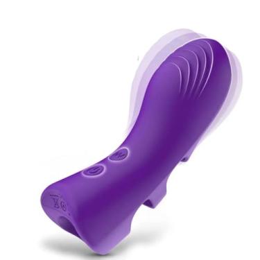 Imagem de Vibrador Feminino Dedo Vibratório Estimulador do Clitóris, Brinquedos Sexuais Adultos para Casais 10 vibrações Eróticas (Roxo)