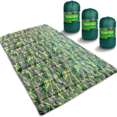 Imagem de Kit 3 Colchonetes Camuflado Casal 190x130cm Com Bolsa Para Tr