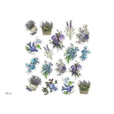 Imagem de Arranjo de flores de lavanda estilo vintage formas de glitter cortado - para diário, fabricação de cartões, álbuns de recortes e artesanato - 36 peças