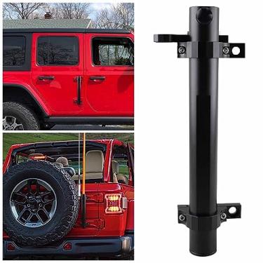 Imagem de Samman Para suporte de bandeira de Jeep - suporte de mastro de bandeira J/eep montagem de bandeira e mastro de cauda de mastro com base de antena CB compatível com Jeep Wrangler JK JKU JL & Unlimited (08-22 JL)