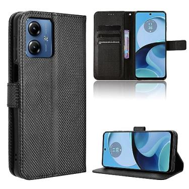 Imagem de Elubugod Capa de couro compatível com Motorola Moto G14 4G, capa flip de couro PU compatível com Motorola Moto G14 2023 XT2341-2 XT2341-3 XT2341-4 capa preta