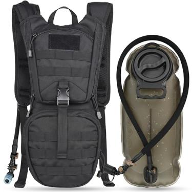 Imagem de MARCHWAY Mochila tática Molle de hidratação com bexiga de água de TPU 3L, mochila militar para ciclismo, caminhadas, corrida, escalada, caça, ciclismo (preto)