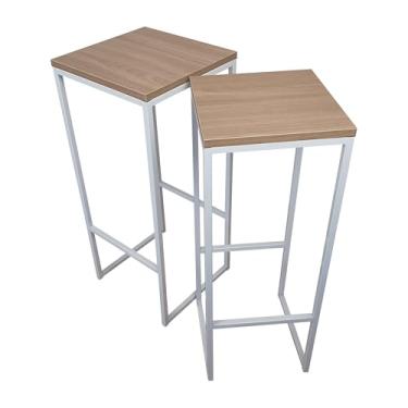 Imagem de Kit 2 Banquetas Strassis Design SD-3040B Metal e MDF Cor: Branca