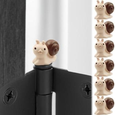 Imagem de Linda cabeça de caracol com dobradiça para decoração de casa - Conjunto de 6 cabeças de dobradiça de animais - Topper de cabeça de dobradiça magnética para decoração de porta