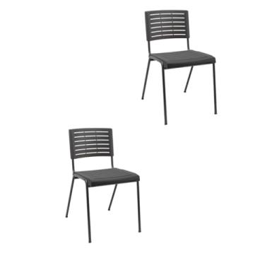 Imagem de Plaxmetal, Kit 02 Cadeiras Fixas Escritório Multiuso Niala Plaxmetal NR17 Preto