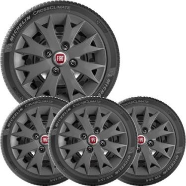 Imagem de 4x Calota Fiat Uno Palio Aro 13 Grafite com Emblema 158cb - Grid
