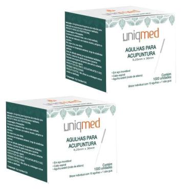 Imagem de Agulha Para Acupuntura 1000Un 0,25X30Mm Kit 2Cx Uniqmed