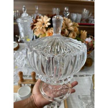 Imagem de Bomboniere De Vidro Relevo Com Pé e Tampa White 26x17cm - Vidro Nacion