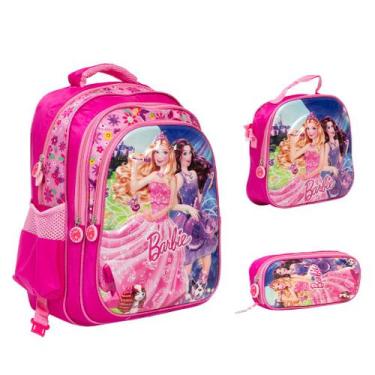 Imagem de Kit Mochila Infantil Barbie Juvenil Alça Costas Reforçada - Toys 2U