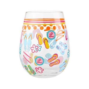 Imagem de Enesco Designs by Lolita Chinelos, 590 ml, taça de vinho multicolorida, 1 unidade (pacote com 1)