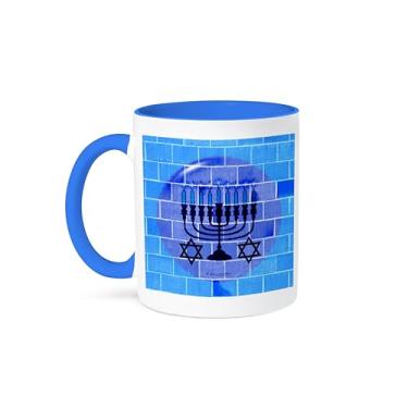 Imagem de 3dRose Menorah Caneca azul de tijolo - dois tons, 325 ml, multicolorida