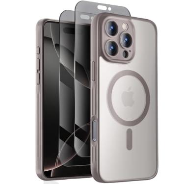 Imagem de Symcele Capa projetada para iPhone 16 Pro Max, compatível com MagSafe, com protetores de tela de privacidade X2, [proteção da câmera] [proteção contra quedas de 15 pés] capa de telefone à prova de