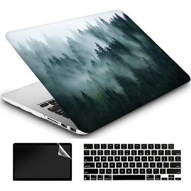 Imagem de AMCJJ Capa compatível com MacBook Pro 13/13,3 polegadas com Touch Bar e Touch ID (versão 2022/2021/2020 M2/A2338/M1/A2289/A2251), capa rígida de plástico, protetor de tela e teclado, floresta nuvem