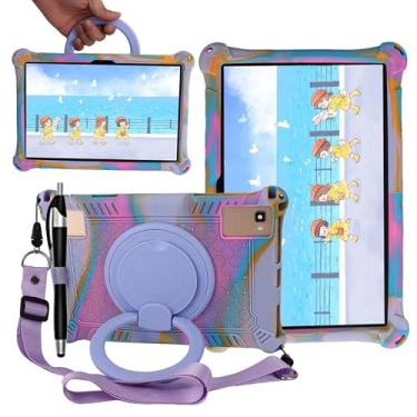 Imagem de Capa para tablet TCL Tab 10 5G 10,1 polegadas/TCL Tab 10S 9081X/9080G, capa de silicone macio antiestresse com suporte giratório/suporte para lápis/alça de ombro/caneta para TCL Tab 10,1 polegadas