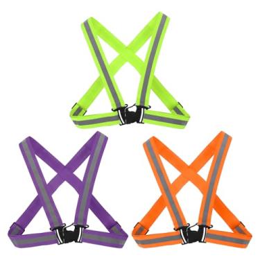 Imagem de PATIKIL Colete de corrida refletivo ajustável, pacote com 3 tiras refletivas de alta visibilidade para todas as idades para corrida noturna, ciclismo, motocicleta, passeio, cachorro, verde, rosa,